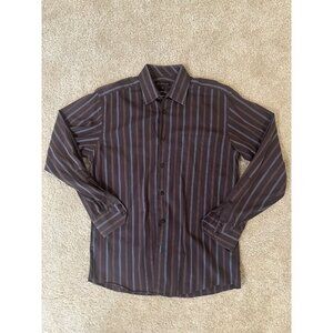 Mens Ben Sherman Long Sleeve Brown Striped Button Up Shirt Size 15 32-33 Size M